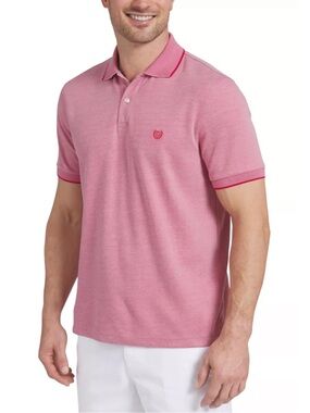 Chaps Nantucket Red & White Striped Short-Sleeve Polo with Contrast Trim NWT